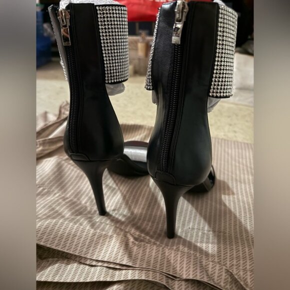 Black and Silver Sparkle Elegant Black High Heel Open Toe - Picture 6 of 6